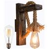 EmyTock Wood Retro Industry Lampada da parete in legno con lampadina a vite E27 60W