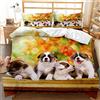 Oduo Letto Singolo Matrimoniali Set Copripiumino, Biancheria da Letto Stampa Cane Carino in 100% Microfibra Morbida con Chiusura a Cerniera e Federe Cuscino (Quattro Cuccioli,140x210cm-2pcs)