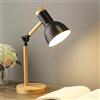 Mengjay Trade Lampada da tavolo retrò, attacco per lampadina E27 non inclusa, interruttore sul cavo, abat-jour da comodino in metallo opaco, lampada da lettura vintage industriale (Nero-)