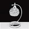 Mengjay Trade Lampada da tavolo moderna in cristallo, Lampada da comodino in argento cromato, Lampada da scrivania con interruttore on / off in linea, Luce notturna decorativa per camera da letto (Silver)