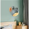 Mengjay Creativo cartone animato in legno Topolino applique da parete Nordic Macaron Lampada da parete a LED per bambini che leggono camera da letto comodino illuminazione E27 Luce da Muro (Verde)
