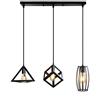 Mengjay Trade Lampada a Sospensione Vintage Industriale Moderno Cubo Creativo Battuto Lampadario in Ferro Adatto per camera da letto, soggiorno, sala da pranzo e un da cucina, E27*3, Nero