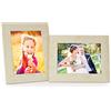 PHOTOLINI Cornici in legno 15x20 cm bianco, set di 2 cornici per foto in vero legno rustico, con vetro, da tavolo o da parete, accessori extra - aspetto legno naturale di deriva