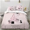 ZLJBGS Set di Biancheria da Letto Una Piazza e Mezza per Bambina Ragazza（ Rosa - regali di Natale Microfibra Copripiumino 200x200 cm + 2 x Federa 50x80 cm