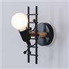 Mengjay Humanoid Creativo Lampada da Parete Interno Applique da Parete Moderna interna Luce da Muro Candelabro Max 60W E27 per Camera da Letto, Soggiorno, Camera Bambini, Corridoio, Scala (Nero)