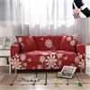 Chickwin Chickw11 Copridivano Elastico 1/2/3/4 Posti, Copridivano Fiore Stampa Protettore Universale Braccioli Sofa Antiscivolo Ideale per Poltrone Mobili Copridivano (Rosso Fiore,2 Posti)