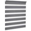 Victoria M. Zevra Tenda a Rullo Doppia Giorno e Notte senza Fori, Strisce Filtranti e Oscuranti, per Porte e Finestre, 75 x 230 cm, Grigio Scuro
