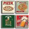 printerland.it Quadri Moderni Birra Pizza 4 pezzi cm stampa su tela canvas - quadro moderno Arredamento vintage Negozio Bar Pizzeria Ristorante Caffè Pizza Pub Birra (4 pezzi 40x40 cm cad.)