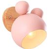 ChaoZan Creativo cartone legno applique da parete E27 Nordic Lampada da parete a LED Luce da Parete Lampada Muro moderno per bambini che leggono camera da letto comodino Cucina soggiorno corridoio, Rosa
