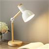 Mengjay Trade Lampada da tavolo retrò, attacco per lampadina E27 non inclusa, interruttore sul cavo, abat-jour da comodino in metallo opaco, lampada da lettura vintage industriale (Bianco)