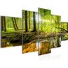 Runa Art - Quadri Foresta paesaggio 200 x 100 cm 5 Pezzi XXL Decorazione Murale Design Verde 611751a