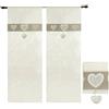 emmevi Tende Finestre Porta Interno Tessuto Lino Semitrasparente Coppia 2 Pz più Misure Shabby Chic MOD.Tenda Cuori 1 CONF 60X240