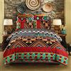 Sticker superb Etnico Tribal Boemia Blu Nero Triangolo Set Copripiumino con La Federa, Marocco Mandala Geometrico Banda Set Biancheria da Letto per Uomo Donna Regalo (Etnico Stile 4, 259x229cm)