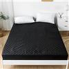 bonenjoy Coprimaterasso trapuntato impermeabile, per letto matrimoniale, in microfibra, con angoli trapuntati, 35 cm, extra profondo, colore: nero, matrimoniale)…