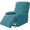 Highdi Copripoltrona Relax Reclinabile Completo 4-Pezzo Fodera per Poltrona Elasticizzato 1 Posto con Tasche, Coprisedile Poltrona Jacquard Lavabile Antiscivolo Copripoltrona (Blu Pavone)