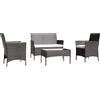 LIF Tavolo e Sedie da Giardino Set Tavolo rettangolare con 2 sedie e panca 2 posti Polyrattan colore Marrone - SM-630 Berenice