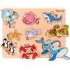 PikatoyZ® Puzzle Bambini 2 Anni - Giochi in Legno 1 Anno - Idea Regalo per Bimbo e Bimba per Natale o Compleanno - Gioco Montessori Educativo con Animali Marini