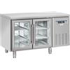 CoolHead Tavolo Refrigerato GN1/1 in acciaio inox con porta a vetro Modello QRG2100 Refrigerazione ventilata 2 Porte autochiudenti a vetro