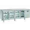 CoolHead Tavolo Refrigerato GN1/1 in acciaio inox con porta a vetro Modello QRG4100 Refrigerazione ventilata 4 Porte autochiudenti a vetro