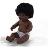 Miniland 31160 - Bambola afroamericana, 38 cm, in scatola con biancheria intima, colore: Nero