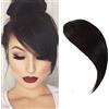Dsoar Clip In Frangia Laterale Air Bangs 100% Capelli Umani Frangetta Laterale Dritta Natural Posticci per Capelli Donna(Nero Naturale)
