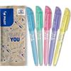 PILOT - Set di 5 FriXion Light Soft - Evidenziatori Cancellabili dai Colori pastello - Blu, Verde, Rosa, Viola, Giallo - Punta a scalpello per tratti fini o larghi