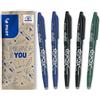 PILOT - Set di 5 FriXion Ball 07 - Penna a Inchiostro Termosensibile Cancellabile - Penna Roller Ricaricabile - 2 Blu, 2 Nero, 1 Verde - Punta Media