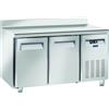 CoolHead Tavolo Refrigerato TROPICALIZZATO GN1/1 in acciaio inox Refrigerazione ventilata MOTORE REMOTO 2 Porte in acciaio inox Modello QN2200SG con alzatina