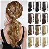 Sofeiyan Extension Capelli Veri Ricci 38 cm Lungo Coda di Cavallo Parrucchino Sintetico Wrap Ponytail Extensions Clip Posticci per Capelli per Donne-Castano & biondo