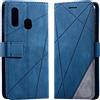 Vankii Cover per Samsung Galaxy A20E, Flip Caso Libro Premium Portafoglio Custodia in Pelle PU Magnetica,Custodia Pelle Sintetica TPU Silicone Antiurto,Funzione Supporto Slot Schede (Blu)