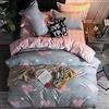 Morbuy Set Copripiumino Una Piazza e Mezza 200 x 200cm e 2 Federe, Sacco Copripiumino Reversibile Ragazza in Microfibra con Motivo di Love Mountain e Tartan, Copri Piumone Traspirante, Rosa e Grigio