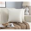 GIRASOLE HOME Coppia Federe Cuscini in Simil Lino Antiacaro e Ipoallergenico Per Divano e Letto Copricuscini Arredamento Casa con Zip Invisibile 2 pezzi (45x45cm, Panna)