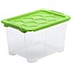 Rotho Evo Safe Keeping Scatola con Coperchio, Plastica (PP) senza BPA, Trasparente/Verde, 15 L, 39.3 x 28.3 x 23.0 cm