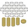 gouveo Set di 24 vasetti per conserva 30 ml mini con coperchio a vite oro - mini vasetti per conservazione con tappo a vite TO43 - vasetti rotondi per conserve, marmellata, spezie (EGR030G)
