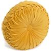 Sophie Cuscino Rotondo in Velluto per Divano Letto, Disponibile in più Colori, Cuscino Arredo Decorativo Zucca Tondo Tinta Unita (Oro)