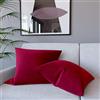 Arreditaly Set di 2 Federe Per Cuscini In Velluto Morbido e Resistente Copricuscini Per Divano Poltrona Soggiorno Arredo Arredamento Casa Design Moderno Elegante Cerniera Invisibile (55 x 55 cm, Rosso Vino)