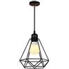 Mengjay Interna E27 Plafoniera Lampadario, Mount lluminazione pendente Vintage Industriale Soffitto Luce, Lampada a Sospensione in metallo nero gabbia ferro per corridoio, portico, camera da letto caffè (F)