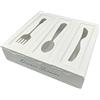Gicos Portaposate Cucina 3 Scomparti in Legno Bianco Porta Posate da Cassetto Shabby, Metallo, Unica