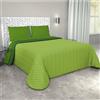 Corredocasa Trapuntino Copriletto Una Piazza e Mezza, Made in Italy - Trapuntato Doubleface Mezza Stagione, Coperta Bicolore Primaverile in Morbida Microfibra (Verde Scuro/Verde Chiaro)