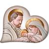 Lupia - Quadro Capezzale, Collezione Heart The Kiss Ceramic Sacra Famiglia, Stampa Made in Italy, Cordicella a Scomparsa, Dimensioni 40x45 cm Forma di Cuore, per Camera da Letto, Soggiorno, Legno MDF