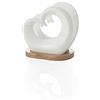 Brandani 54145 Portatovaglioli doppio cuore in porcellana bianca con supporto bamboo