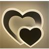 Partenopeautensili® Applique led da parete a muro illuminazione per interno con forma di doppio cuore stile moderno lampada 12W by Universo (12W Bianco 4000K)