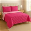 Corredocasa Copriletto Una Piazza e Mezzo Trapuntato Double Face, Made in Italy - Trapunta Primaverile/Estiva in Morbida Microfibra - Trapuntino Bicolore disponibile in Vari Colori - 220x240 cm (Fucsia/Rosa)