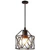 Mengjay Interna E27 Plafoniera Lampadario, Mount lluminazione pendente Vintage Industriale Soffitto Luce, Lampada a Sospensione in metallo nero gabbia ferro per corridoio, portico, camera da letto caffè (C)