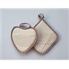 OM DOLCE CASA PRESINE da Cucina Set da 2 Pezzi Colore Bordeaux con Inserto in Tela Aida 100% Cotone Prodotto Italiano