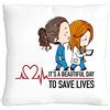 20Giugno Cuscino It's a Beautiful day to save lives - Grey's Anatomy - Tu sei la mia persona - Best Friends - Serie TV - Retro rosso - Mis. 40x40cm