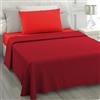 L'ANTICO ARCOLAIO - Lenzuola Una Piazza e Mezza Set 3 Pezzi (Lenzuolo Sotto Rosso, Lenzuolo Sopra Bordeaux) Lenzuola 1 Piazza e Mezza Jaquard in Microfibra, Biancheria da Letto Made in Italy