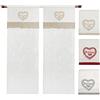 emmevi Tende Finestre Porta Interno Tessuto Lino Semitrasparente Coppia 2 Pz Cuore Quadretti MOD.Tenda Bonheur 1 CONF 60X240 Tortora