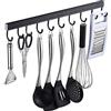 Z·Bling Barra Porta Utensili da Cucina Alluminio con 14 Ganci Mobili Barra Portamestoli Cucina Binario Cucina Portautensili Carico 20kg, 60cm (Nero)