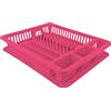 VIRSUS Scolastoviglie con vassoio raccogli goccia, dimensioni 45,5x36x7 cm, Scolapiatti plastica per i bicchieri piatti e tre scomparti per le posate Vari colori (rosa)